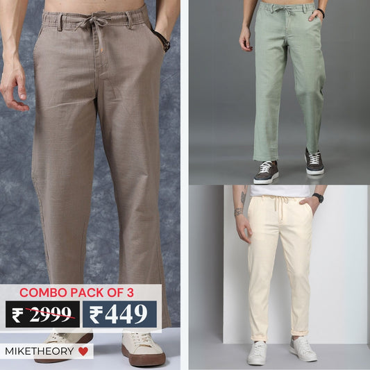 3-Pack Men’s Cotton Lower Trousers –  Ideal for Casual & Daily Wear | T-40