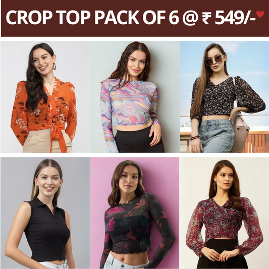 6 Combo Women Crop Top | Must-Have Crop Tops for Every Wardrobe | CTN- 10
