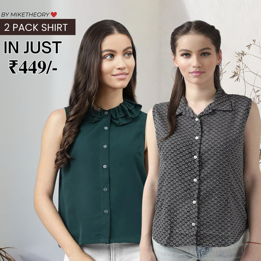 2 Combo Pack Printed Sleeveless Shirts for Every Occasion