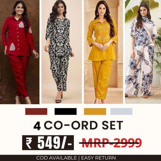 Stylish & Versatile 4 Co-ord Set Combo for Women | CO-10