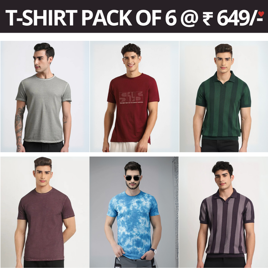 6 T-Shirt Combo Deal | Style & Savings in One Pack | T-84