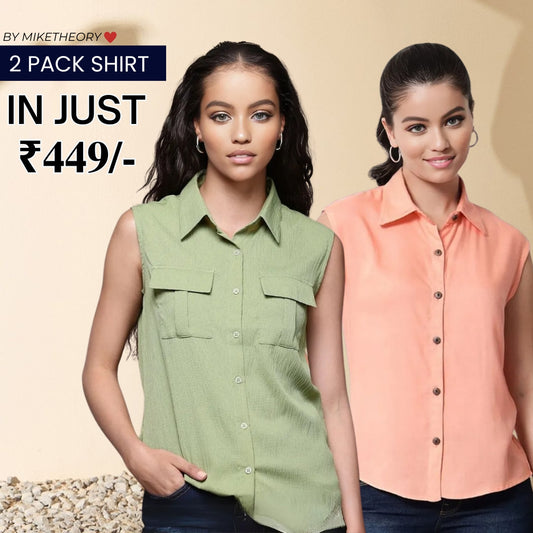 2 Combo Pack Printed Sleeveless Shirts for Every Occasion