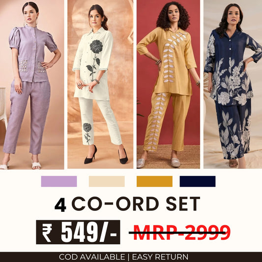 Stylish & Versatile 4 Co-ord Set Combo for Women | CO-12