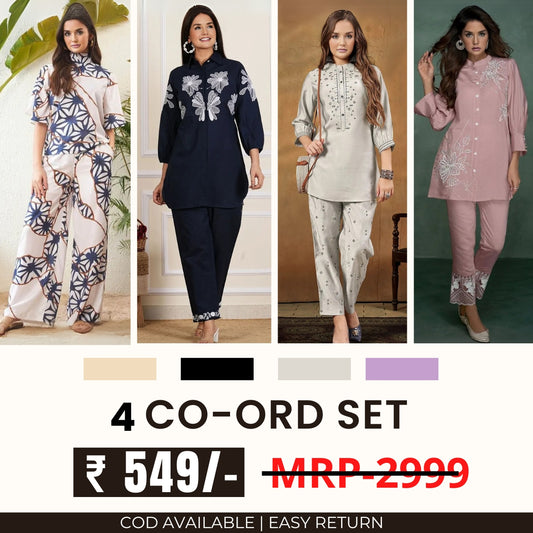 Stylish & Versatile 4 Co-ord Set Combo for Women | CO-13