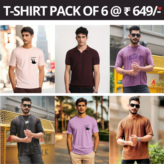 6 T-Shirt Combo Deal | Style & Savings in One Pack | T-81