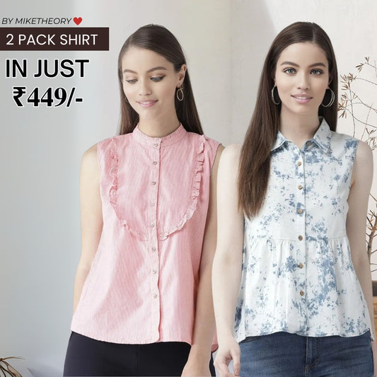 2 Combo Pack Printed Sleeveless Shirts for Every Occasion