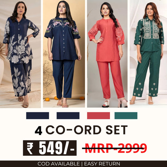 Stylish & Versatile 4 Co-ord Set Combo for Women | CO-15
