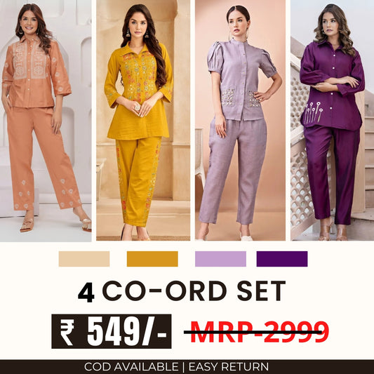 Stylish & Versatile 4 Co-ord Set Combo for Women | CO-16