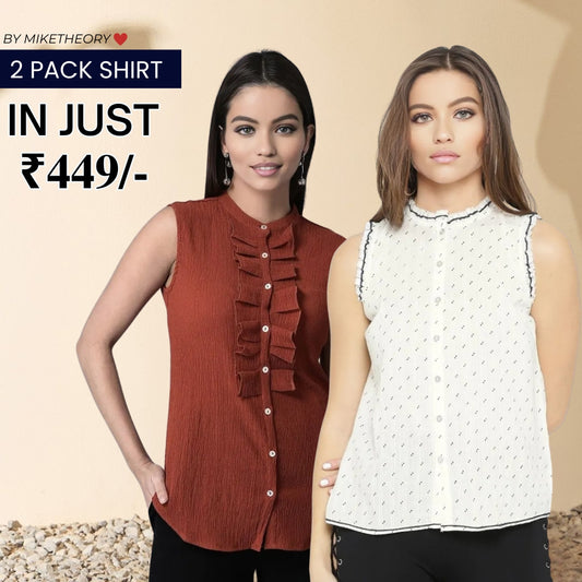 2 Combo Pack Printed Sleeveless Shirts for Every Occasion