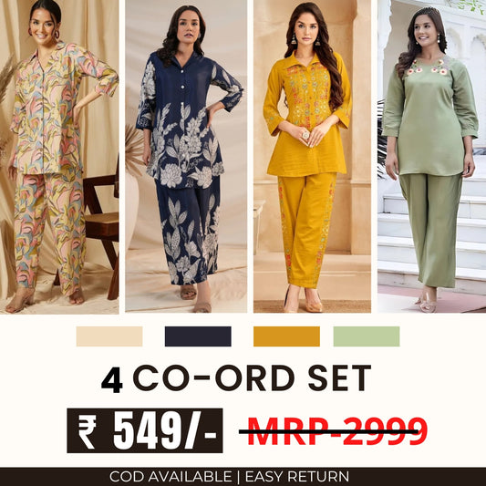 Stylish & Versatile 4 Co-ord Set Combo for Women | CO-18