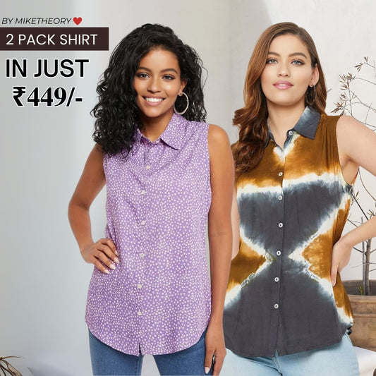 2 Combo Pack Printed Sleeveless Shirts for Every Occasion