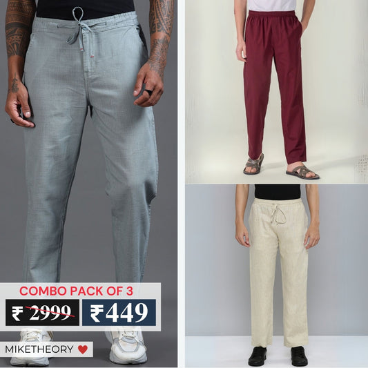 3-Pack Men’s Cotton Lower Trousers –  Ideal for Casual & Daily Wear | T-31