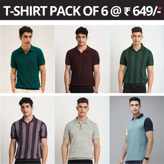 6 T-Shirt Combo Deal | Style & Savings in One Pack | T-95