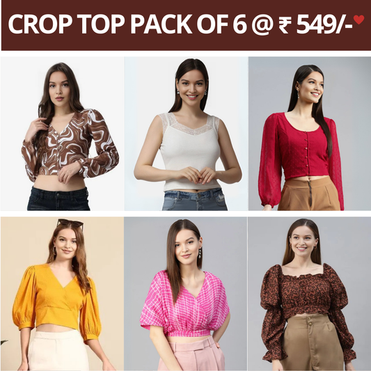 6 Combo Women Crop Top | Must-Have Crop Tops for Every Wardrobe | CTN- 01