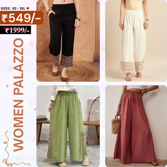 Trendy 4-Pack Combo Palazzo Pants for Women | PP-01