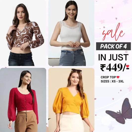 4 Combo Women Crop Top | Must-Have Crop Tops for Every Wardrobe | CT-01