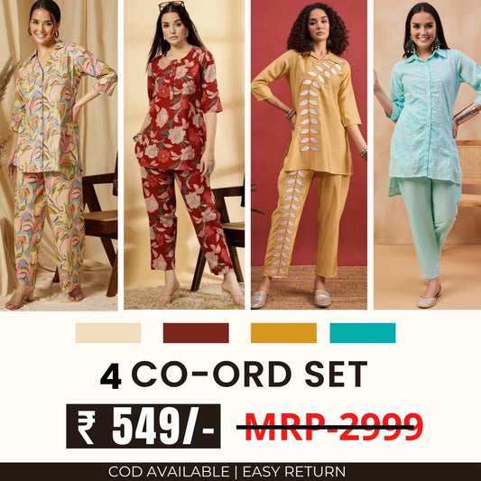 Stylish & Versatile 4 Co-ord Set Combo for Women | CO-1
