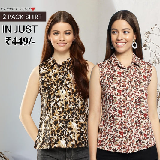 2 Combo Pack Printed Sleeveless Shirts for Every Occasion