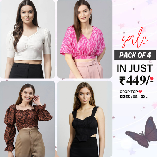 4 Combo Women Crop Top | Must-Have Crop Tops for Every Wardrobe | CT-02