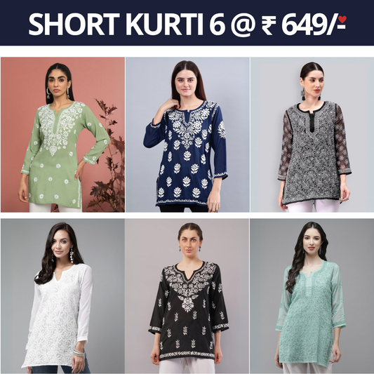 6 Pack Short Kurtis | Perfect For Summer| 3/4 Sleeve | C-02