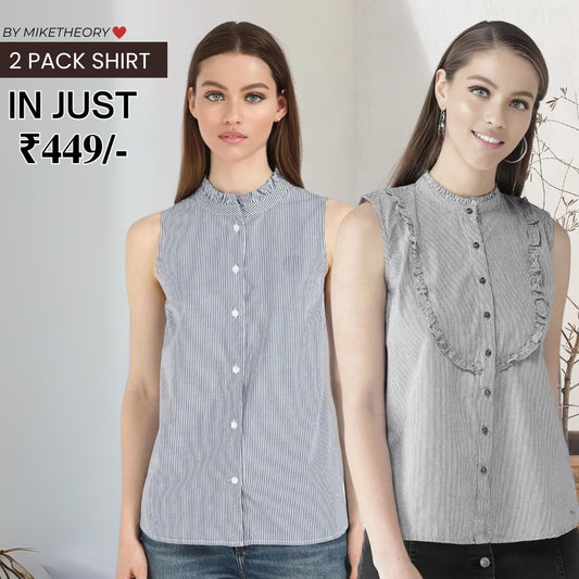 2 Combo Pack Printed Sleeveless Shirts for Every Occasion