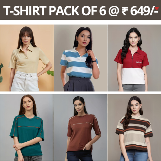 6-Pack of Women’s Tees | Wardrobe Wonders (TSN-02)