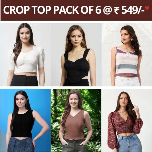 6 Combo Women Crop Top | Must-Have Crop Tops for Every Wardrobe | CTN- 02