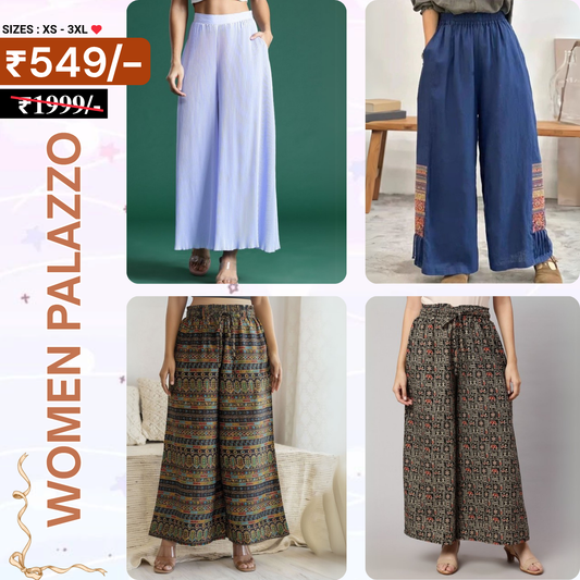 Trendy 4-Pack Combo Palazzo Pants for Women | PP-02