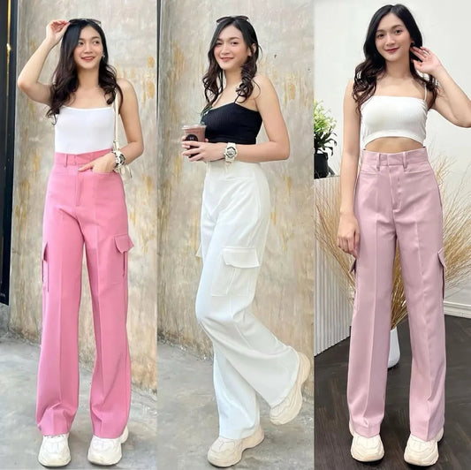 SALE LIVE !! 🔥🚀 (PACK - 3) Straight-leg pants with horizontal pockets