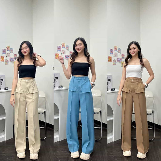 SALE LIVE !! (PACK - 3) Straight-leg pants with horizontal pockets