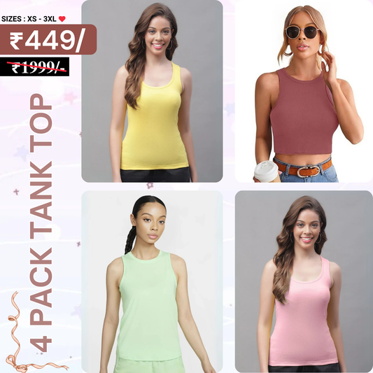 4-Pack Women’s Tank Tops – Stylish, Soft & Affordable | TT-03