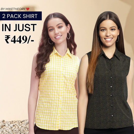 2 Combo Pack Printed Sleeveless Shirts for Every Occasion