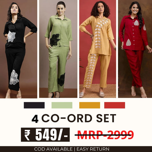 Stylish & Versatile 4 Co-ord Set Combo for Women | CO-3