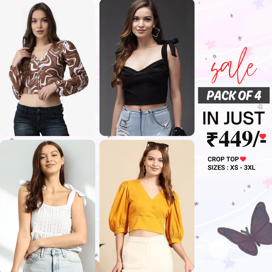 4 Combo Women Crop Top | Must-Have Crop Tops for Every Wardrobe | CT-03