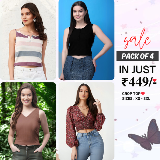 4 Combo Women Crop Top | Must-Have Crop Tops for Every Wardrobe | CT-04
