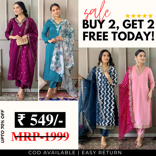 4 Combo Pack | Women’s Suit Set with Dupatta | SD-04