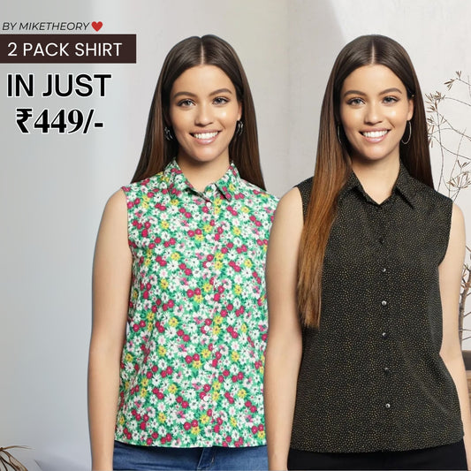 2 Combo Pack Printed Sleeveless Shirts for Every Occasion