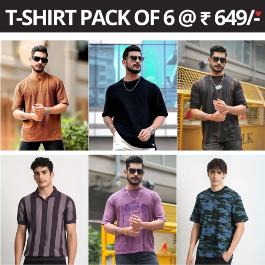 6 T-Shirt Combo Deal | Style & Savings in One Pack | T-92