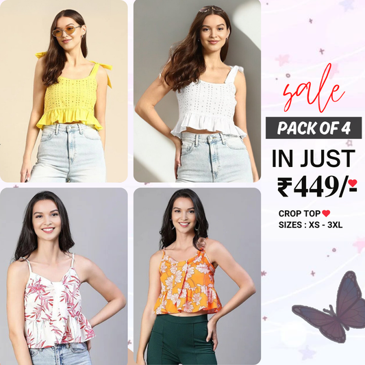 4 Combo Women Crop Top | Must-Have Crop Tops for Every Wardrobe | CT-05
