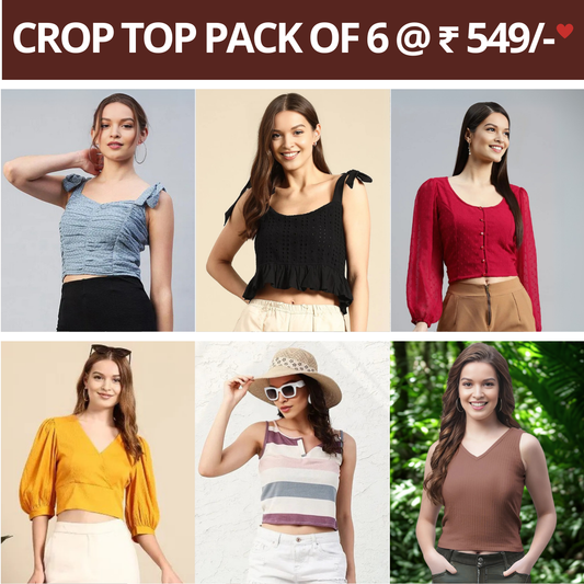 6 Combo Women Crop Top | Must-Have Crop Tops for Every Wardrobe | CTN- 06