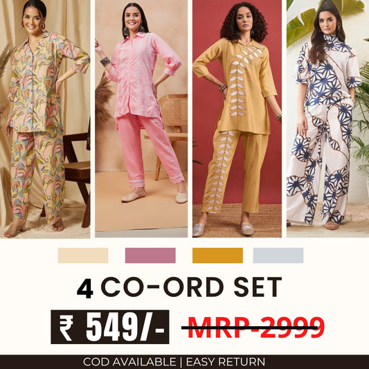 Stylish & Versatile 4 Co-ord Set Combo for Women | CO-7