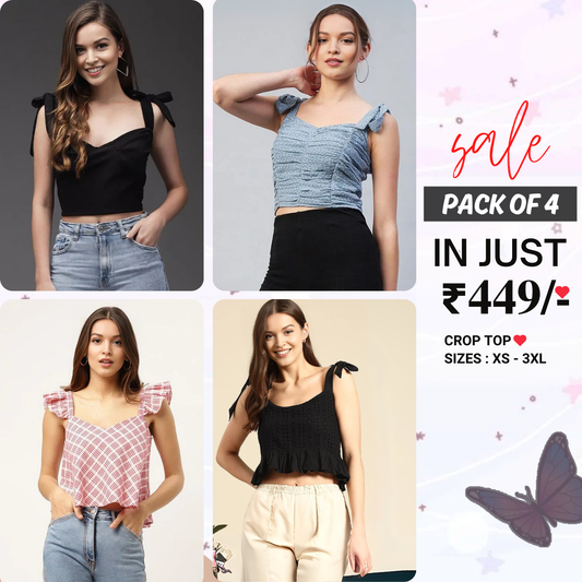 4 Combo Women Crop Top | Must-Have Crop Tops for Every Wardrobe | CT-06