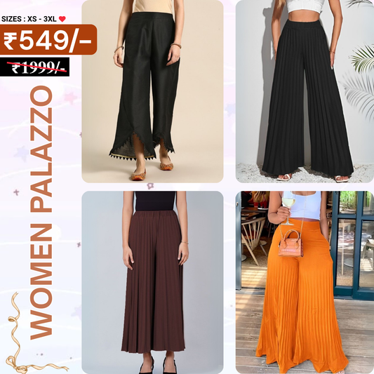 Trendy 4-Pack Combo Palazzo Pants for Women | PP-06