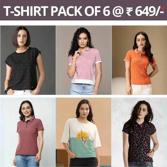 6-Pack of Women’s Tees | Wardrobe Wonders (TSN-06)