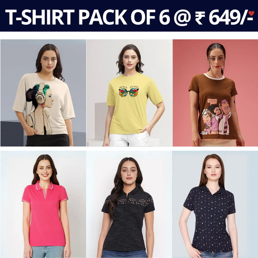 6-Pack of Women’s Tees | Wardrobe Wonders (TSN-07)