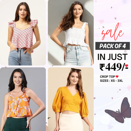 4 Combo Women Crop Top | Must-Have Crop Tops for Every Wardrobe | CT-07