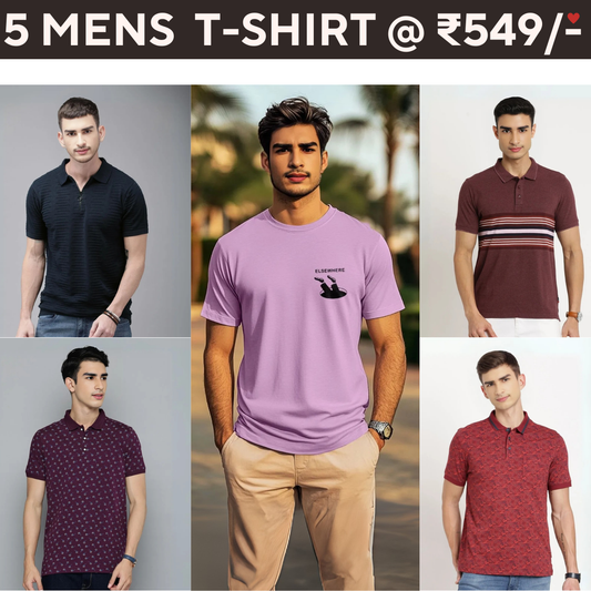 5 T-Shirt Combo | Elevate Your Style | T-74