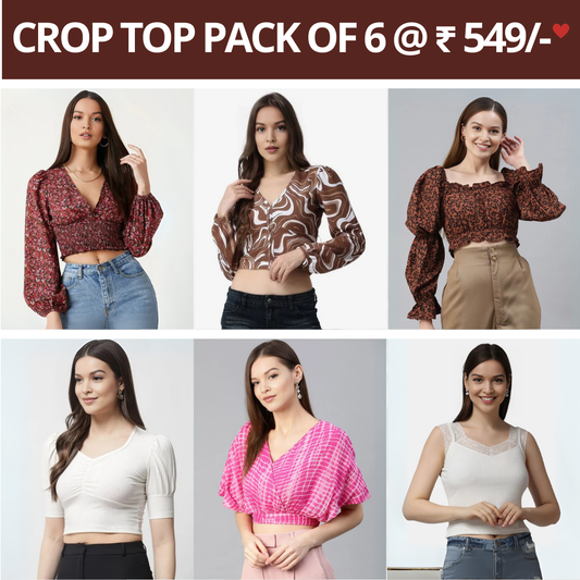 6 Combo Women Crop Top | Must-Have Crop Tops for Every Wardrobe | CTN- 07