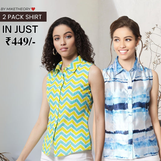 2 Combo Pack Printed Sleeveless Shirts for Every Occasion