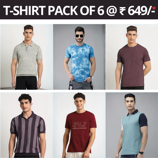 6 T-Shirt Combo Deal | Style & Savings in One Pack | T-88